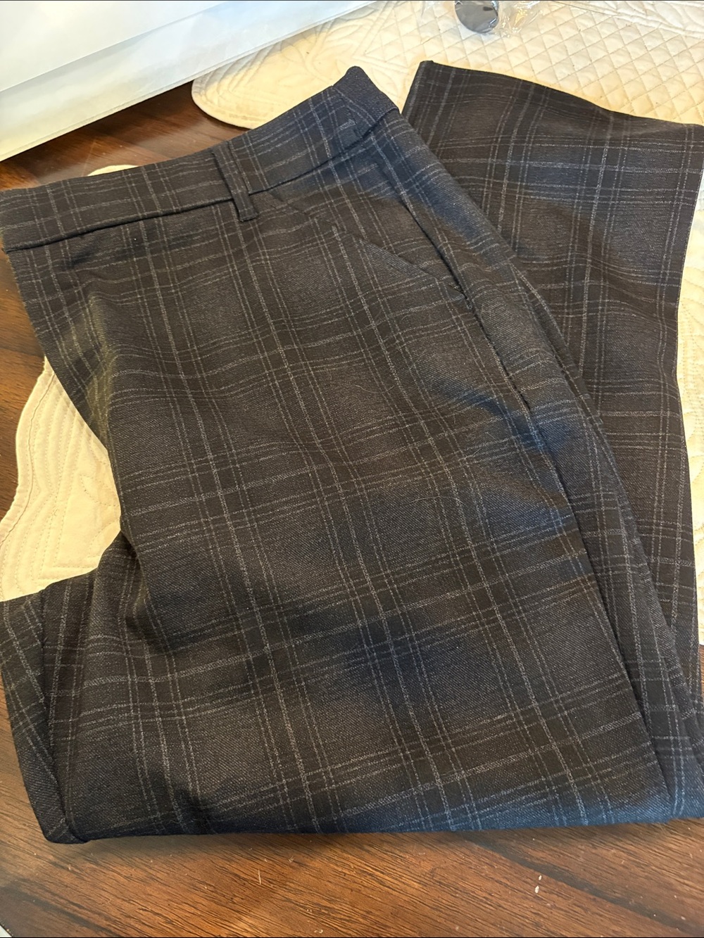 Wit & Wisdom Dark Gray Plaid Trousers with pockets